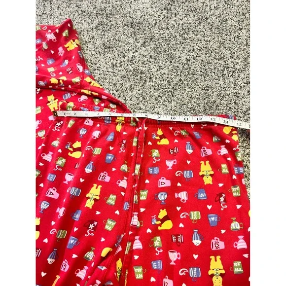 Disney Store Winnie the Pooh Vintage Pajama Set Red XS S‎ Cocoa Cups Bears Sleep - Picture 7 of 9